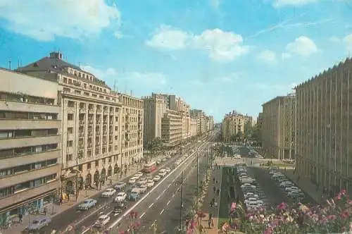 Postcard Romania Bucharest street view 1967