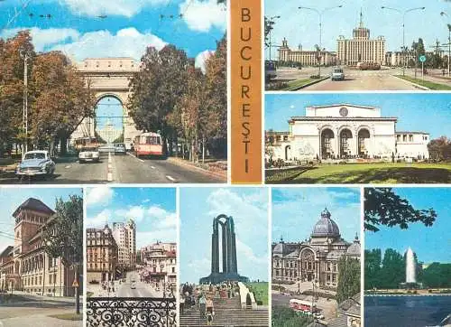 Postcard Romania Bucharest multi view 1980