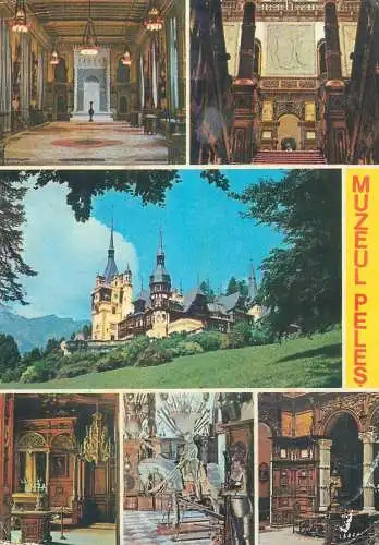 Postcard Romania Peles castle museum armour knight