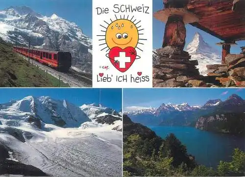 Postcard Switzerland Die Schweiz multi view train