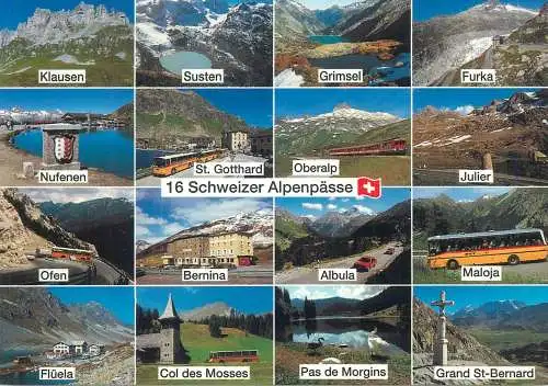 Postcard Switzerland multi view bus clocktower