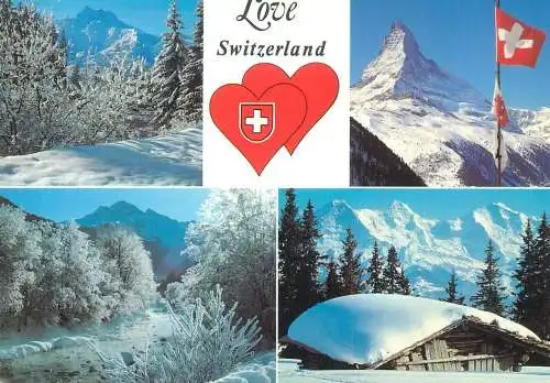 Postcard Switzerland multi view winter landscape