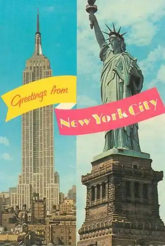 Postcard USA NY New York statue of Liberty multi view