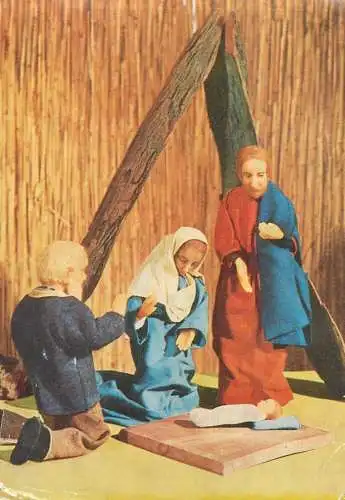 Winter Holidays greetings Warm blessings for Christmas Postcard miniature toy statues
