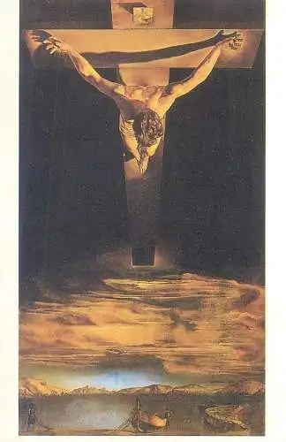 Postcard religious scene Jesus on a cross Salvador Dali Keresztes Szent Janos Krisztusa