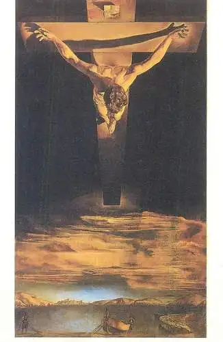 Postcard religious scene Jesus Salvador Dali Keresztes Szent Janos Krisztusa