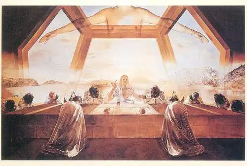 Postcard religious scene last supper scene Jesus Salvador Dali