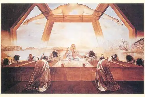 Postcard religious scene last supper scene Jesus Salvador Dali