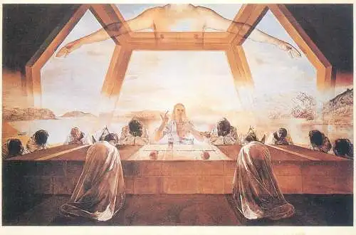 Postcard religious scene last supper scene Jesus Salvador Dali