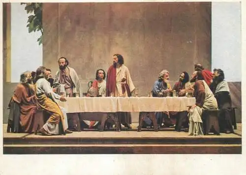 Postcard religious scene Germany last supper scene Jesus