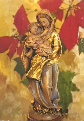Postcard religious scene Germany statue of Mary and Jesus