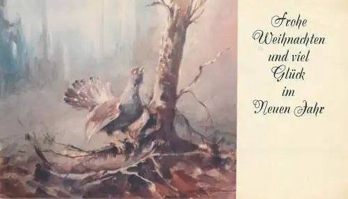 Winter Holidays greetings Postcard pheasant signed painting