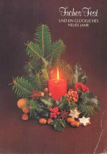 Winter Holidays greetings Postcard lit candles acorns Christmas decoration