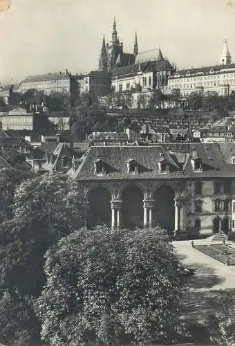 Postcard Czech Republic Prague Mala Strana castle from Valdstein 1959
