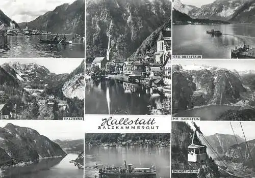 Postcard Austria Hallstatt Salzkammergut multi view boat ship