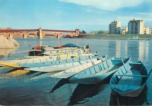 Postcard Italy Pavia barche sul Ticino boat 1970