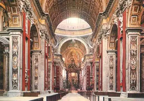 Postcard Italy (Rome) San Pietro basilica interior Vatican