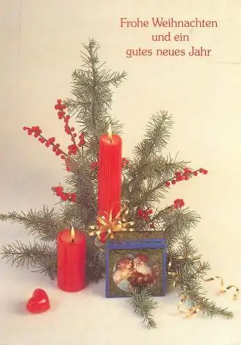 Winter Holidays greetings Postcard decorative ornament lit candle