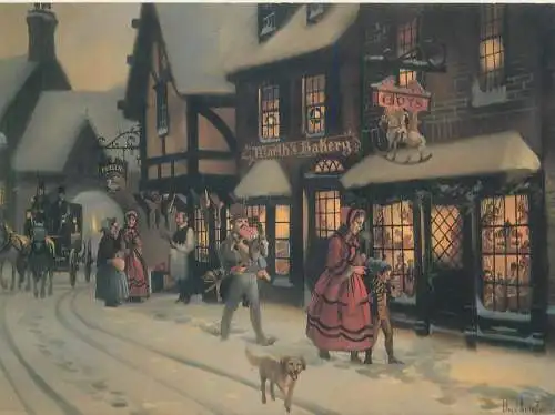 Winter Holidays greetings Christmas Postcard Christmas shopping by Lloyd Garryson