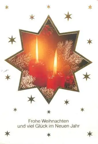 Winter Holidays greetings Postcard lit burning candles in seven-pointed star