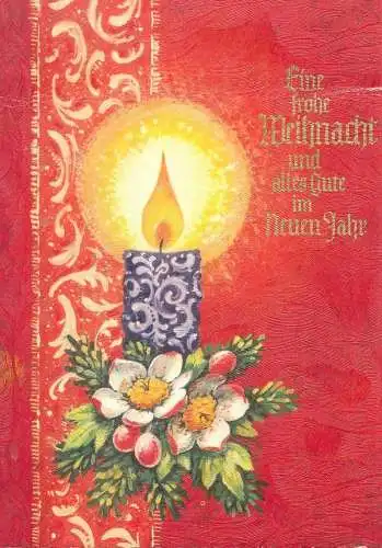 Winter Holidays greetings illustration Postcard Christmas ornament lit burning candle