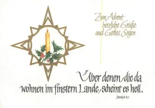 Winter Holidays greetings Postcard lit candle