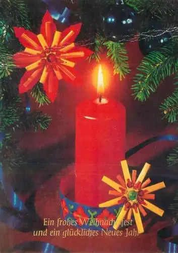 Winter Holidays greetings Post card lit candles decorative ornament detail aspect