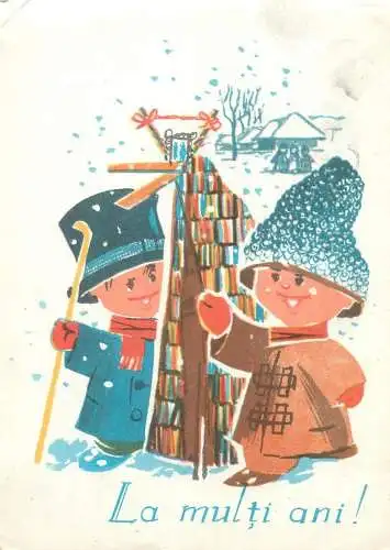 Winter Holidays greetings illustration Postcard cheering customs and traditions