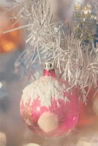 Winter Holidays greetings Postcard globe Christmas tree ornament detail aspect