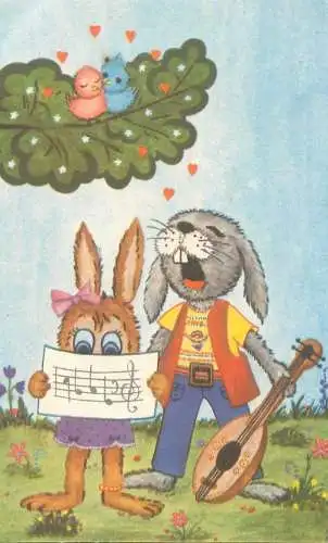illustration Postcard bunnies music band