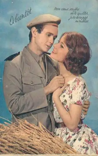 Post card soldier in uniform with his wife movie poster scene romantic couple