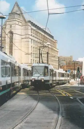 Postcard Transport tramways St Peter square and town hall