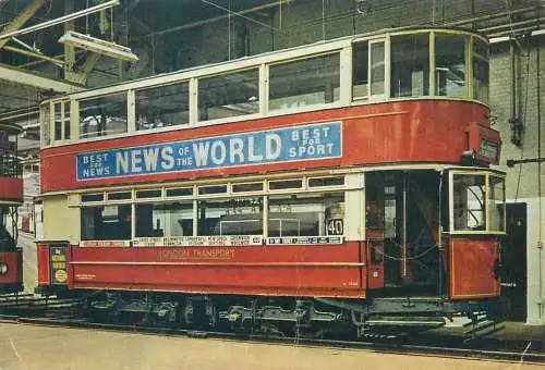 Postcard Transport Tram London County council tramcar No: 1025