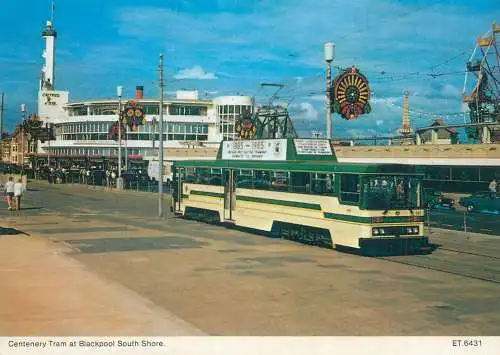 Postcard Transport trams vintage at Blackpool UK England Centenary tram