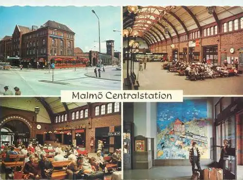 Postcard Transport train main station 1984 Malmo Sweden