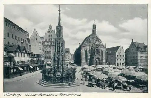 Postcard Germany Nurnberg Schoner Brunnen u Frauenkirche