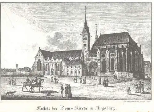 Postcard Germany Augsburg medieval painting cathedral horse