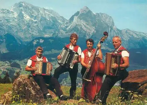 Postcard Kapelle "Signer-Alpiger" music band group photo typical costumes