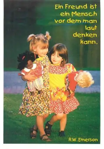 Postcard children types young girl best friends E. Becker photo