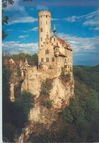 Postcard Lichtenstein castle Schwabische Alb