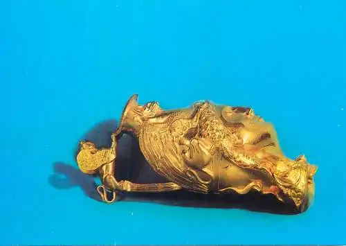 Postcard Treinkhorn Amazonenkopf mit helm Panagjurschte gold