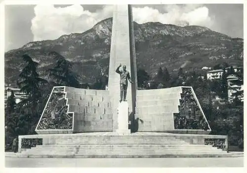 Postcard Italy Trento Alcide de Gasperi statue monument