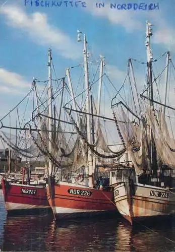 Postcard Germany Norddeich, Norden, Germania Fischkutter sail ship 1967