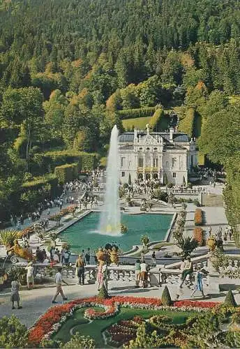 Postcard Germany castle Linderhof aerial