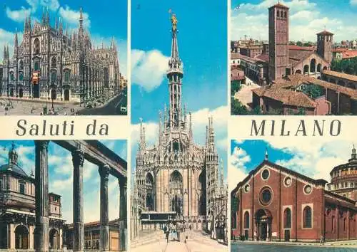 Postcard Italy Milan multi view