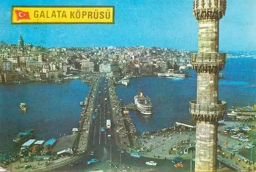 Postcard Turkey Istanbul Galata bridge
