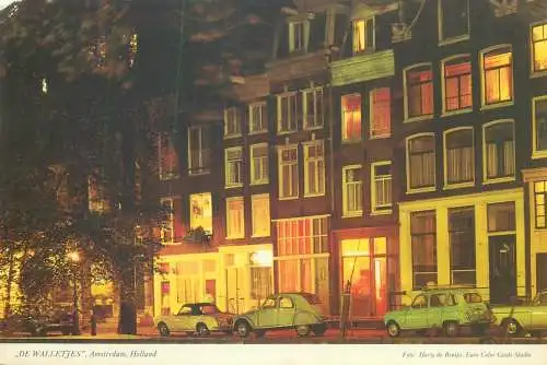 Postcard Netherlands Amsterdam "De Walletjets" nocturnal aspect