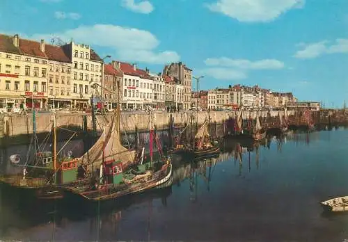 Belgium Postcard Oostende fishing port