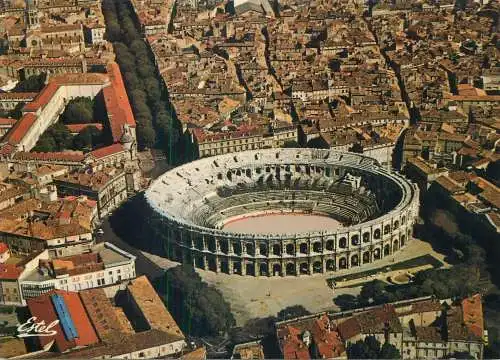 France Postcard Nimes Roman Arena and Amphitheatre aerial view