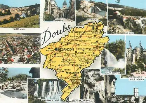 France Postcard Doubs multi view region map